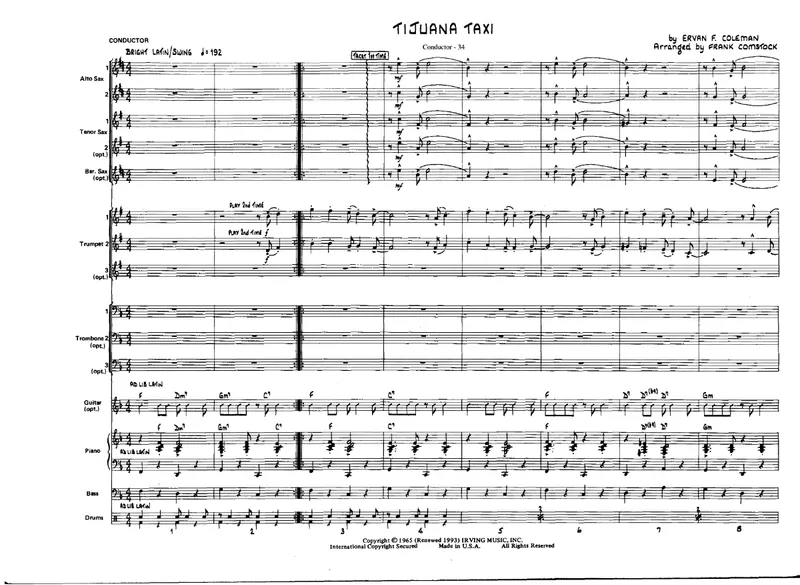 Tijuana Taxi score preview