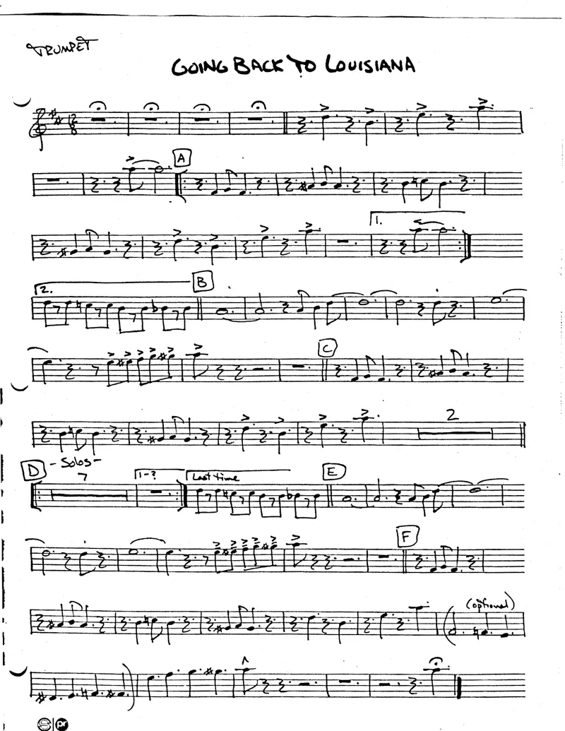 Goin' back to Louisiana 3 Horns score preview